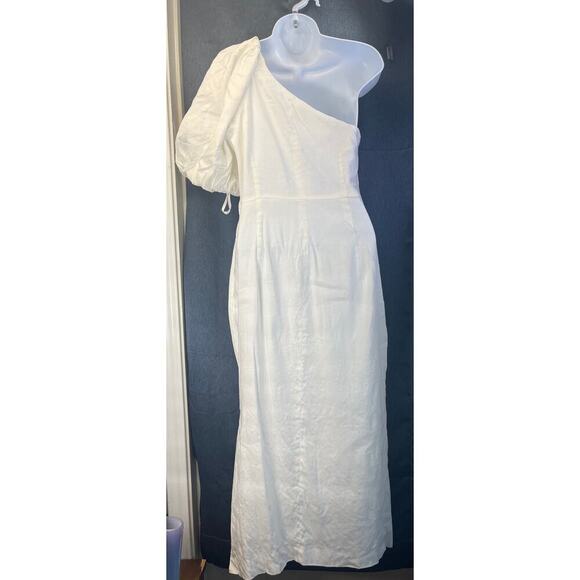 Antonio Melani Womens6 White One left Shoulder LinenBlend Summer Cocktail Dress - Picture 2 of 9